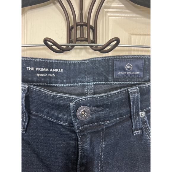 AG The Prima Ankle Cigarette Jeans Mid Rise Denim Dark Wash Blue Women's 26 Easy - Picture 3 of 6